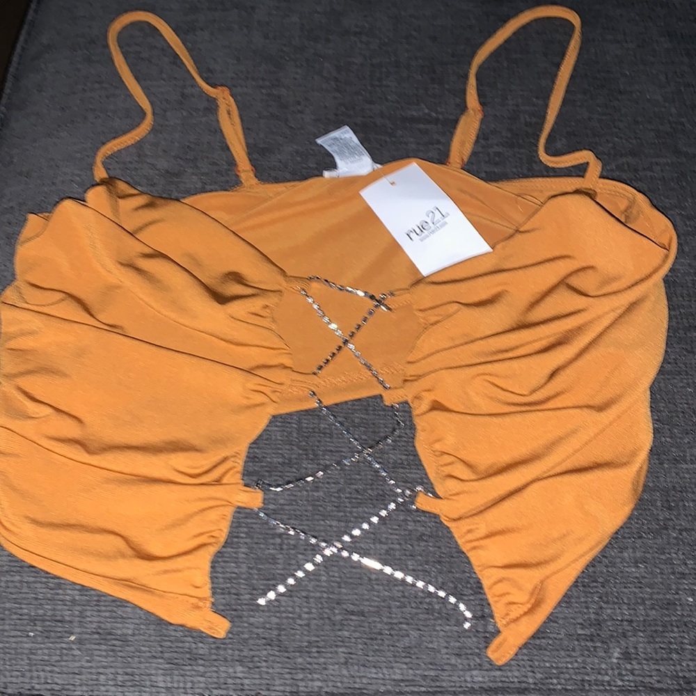 Rue 21 Crop Tank Open Chest with Rhinestone Chain in Middle NWT